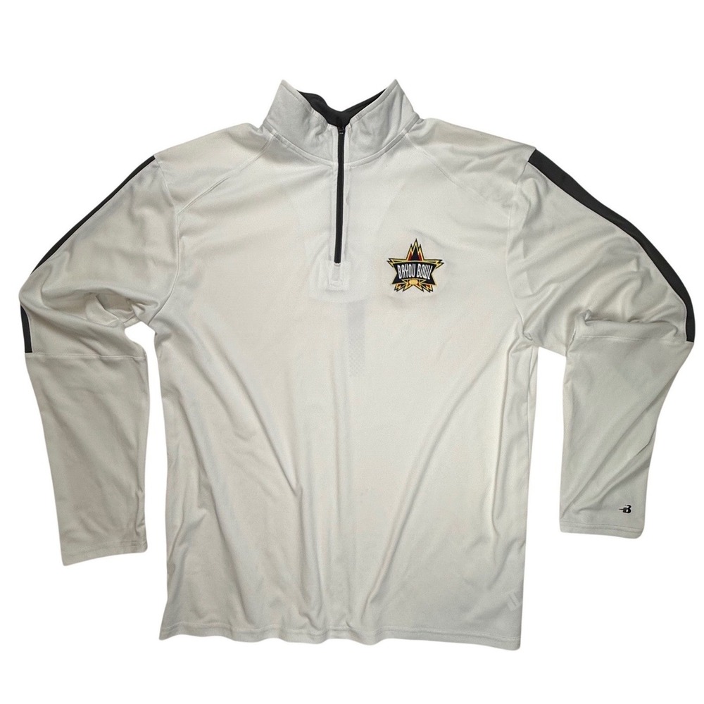 Badger Sport Bayou Bowl Quarter Zip Pullover Men XL White Athletic Shirt RN76619